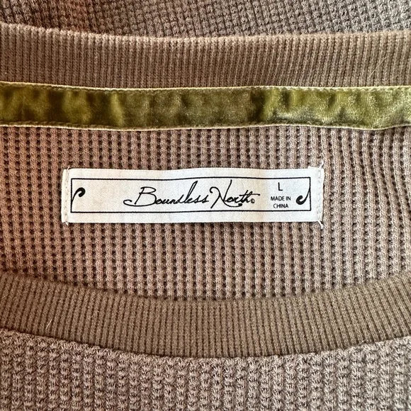 Boundless North Sweater Thermal Crochet Sleeves Boho Fairy Casual Green Large - Picture 4 of 6